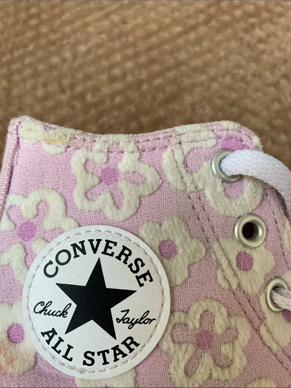 Converse Kids Pink and White Floral High-Top Sneakers